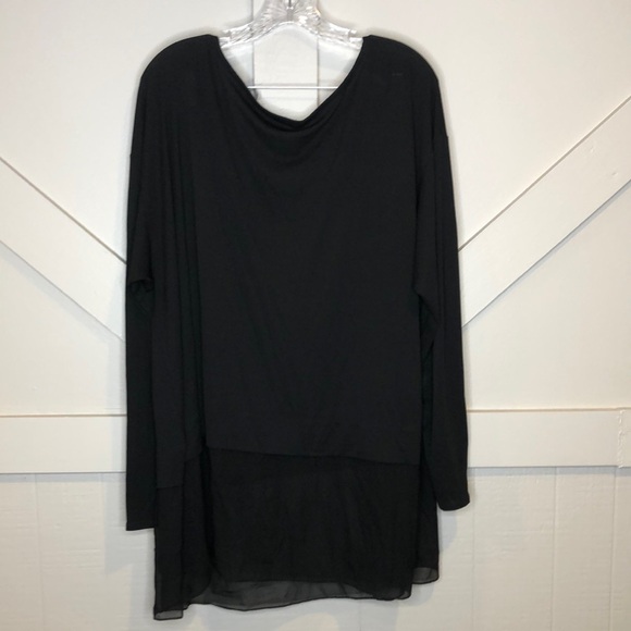 Eileen Fisher Silk Black Layered Long Tunic Top Women’s 3X Blouse Lagenlook Work - Picture 3 of 11